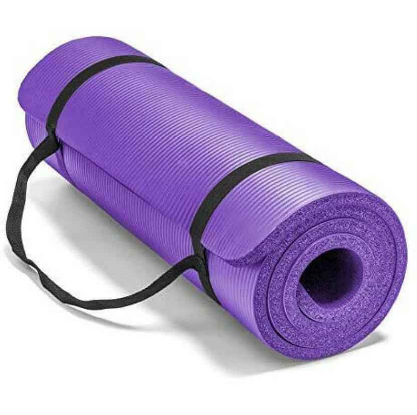 1/2 Inch Extra Thick Exercise Yoga Mat with Carrying Strap, Cushioned Support, for Fitness and Gym Workouts