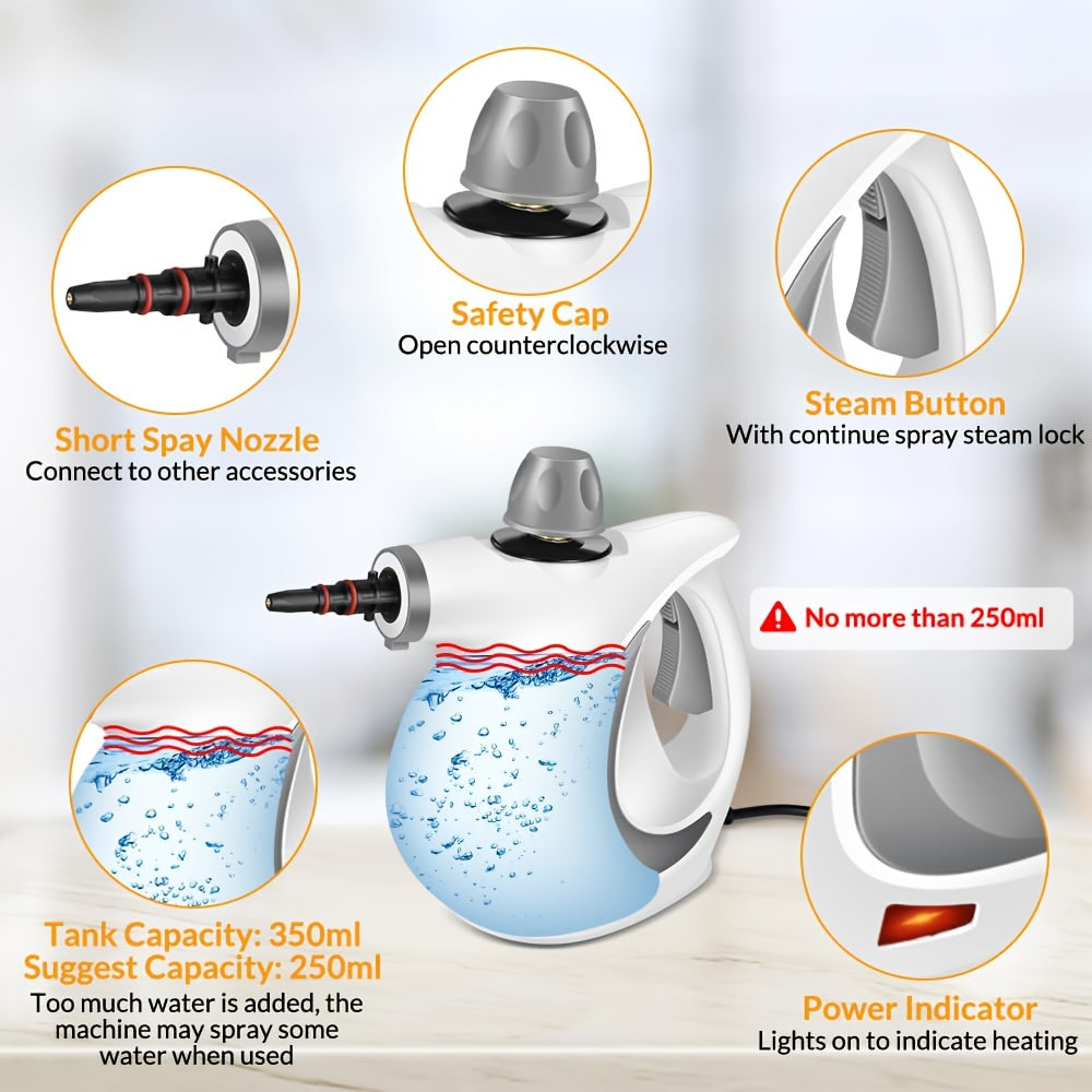 ISSELL® Steam Shot™ OmniReach handheld portable steam cleaner for tile, grout, windows, bathrooms, kitchens, fabric steaming tool, includes 10 tools