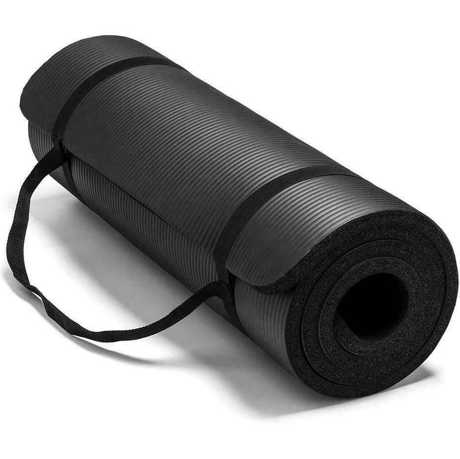 1/2 Inch Extra Thick Exercise Yoga Mat with Carrying Strap, Cushioned Support, for Fitness and Gym Workouts
